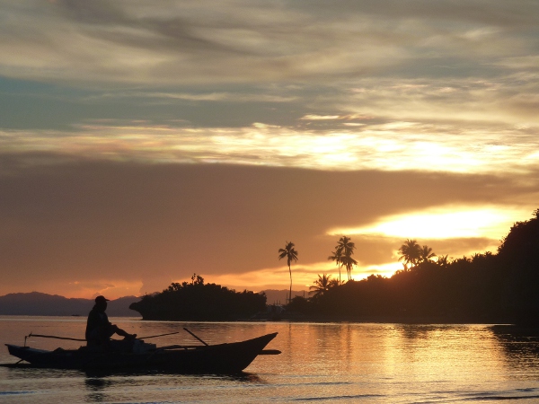 Philippines island, Boat Sunset